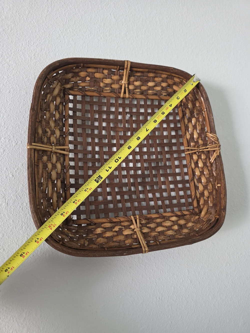 Vintage Brown Woven Rattan Wall Basket